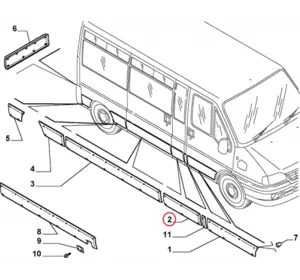Молдинг левой правой боковой части Citroen Jumper II (2002-2006) макси база, 735306286
