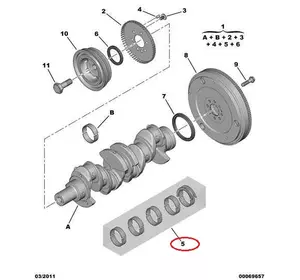 Вкладыши коленвала коренные STD (стандартные) Citroen Jumper III (2006-.....) 3.0HDi, 2995574, 500054637, 0113X3, HW400030