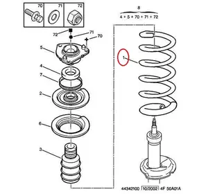 Б/У Пружина передней подвески R15 D=18 mm Citroen Jumper (1994-2002), 1315373080, 5002KT, 5002J6